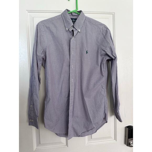 Ralph Lauren Men's Purple Tattersall Button Up Oxford Dress Shirt Size 15 - Picture 2 of 5